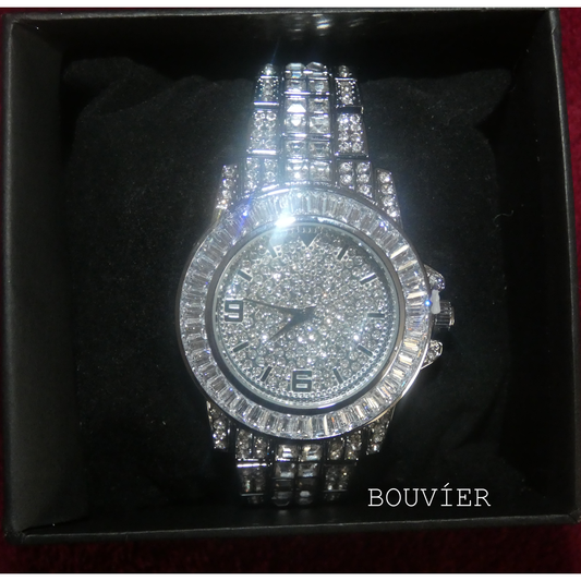 Silver Diamond Baguette Watch